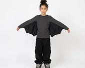 Kids Bat Costume T-Shirt and Mask, Eco-Felt Wings, Halloween Outfit, Pretend Play