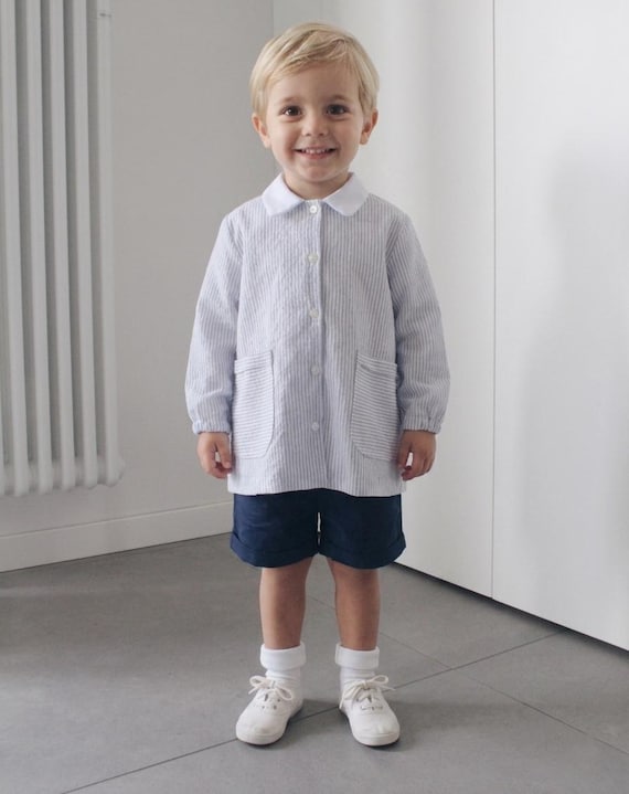 Leichter Baumwoll Kittelschürze aus GOTS zertifizierter Baumwollmischung, Made in Italy