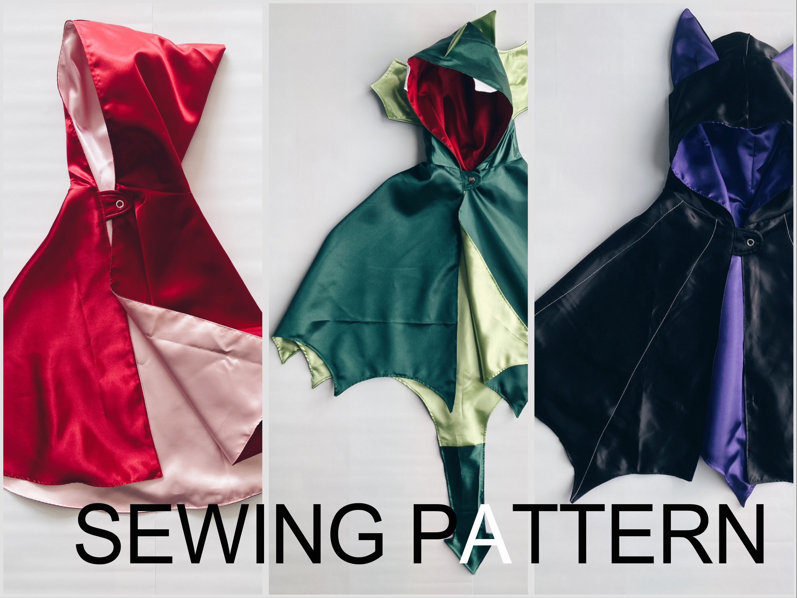 Cape Sewing Pattern: Dragon, Bat & Sorcerer Capes (PDF). Print at Home ...