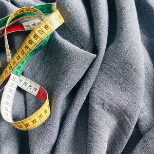 Blue-Gray Linen Viscose Crepe de Chine Fabric: 2.7 meters