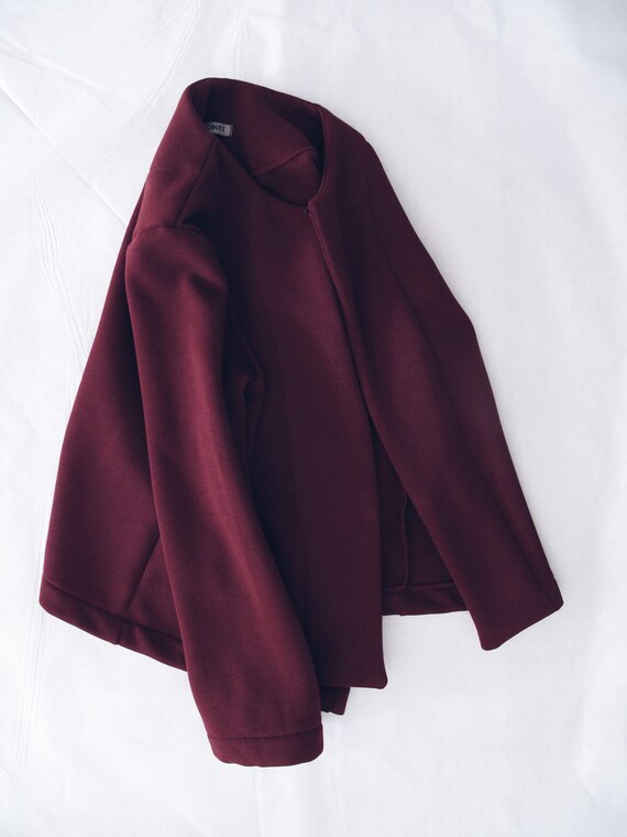 Women fleece collarless jacket cheap