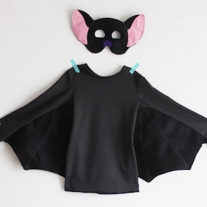 Costume pipistrello, costume Halloween, costume bambino, costume bambina, maglietta pipistrello, maschera pipistrello, festa halloween, bat immagine 2