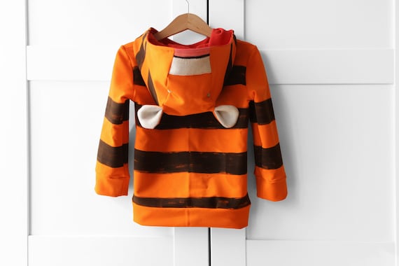 Tiger Hoodie Adult and Kids sizes: Hand-Painted Organic Cotton Blend Costume
