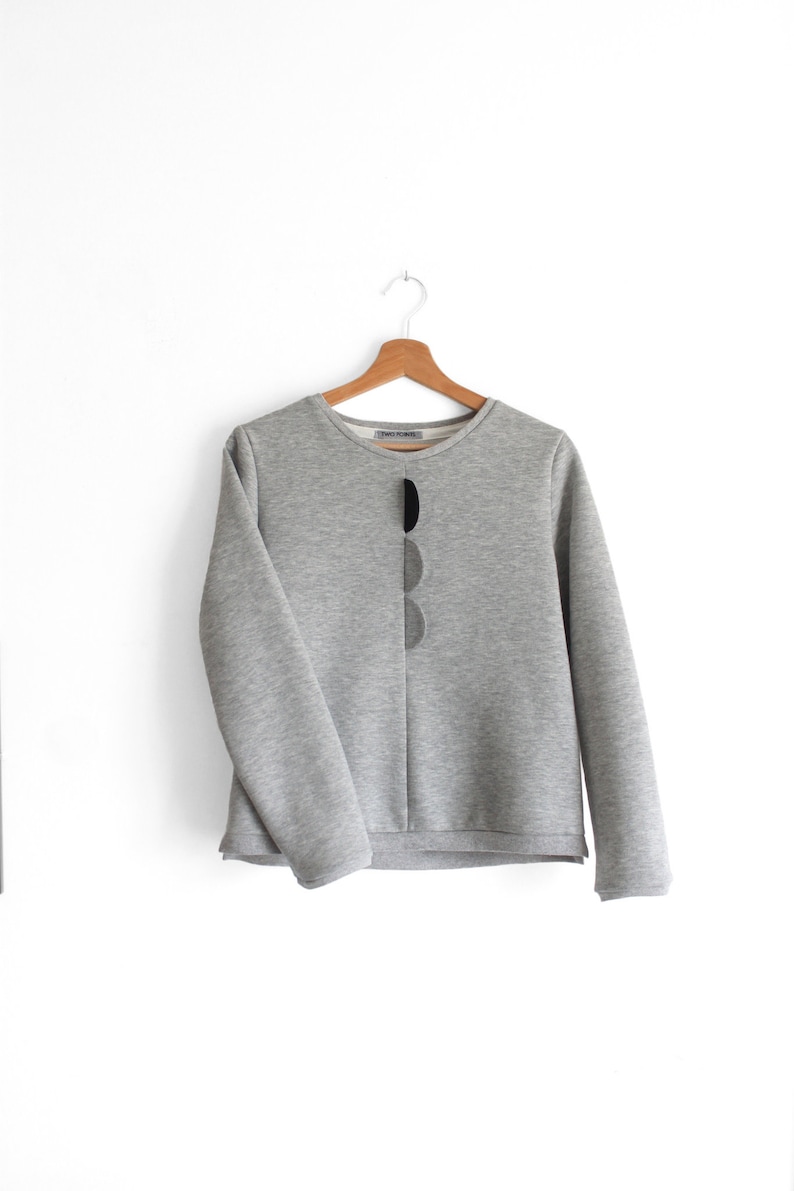 Organic fleece sweatshirt. Women pullover. Crew neck. Made to order. Made in Italy image 2