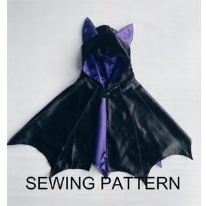 Bat cape sewing pattern updated. Bat wings for kids. Sizes from 2 to 10 years