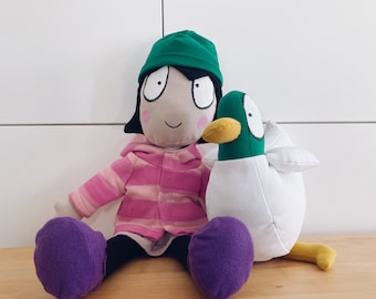 Sarah and duck dolls. Sarah and duck soft toy. Sarah and duck plush