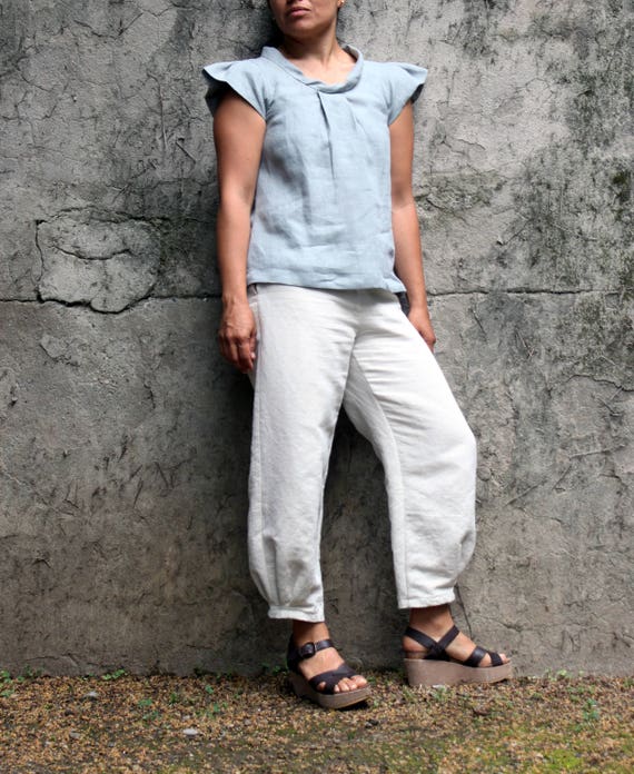 Pantaloni lino donna pantaloni etnici pantaloni larghi | Etsy Italia