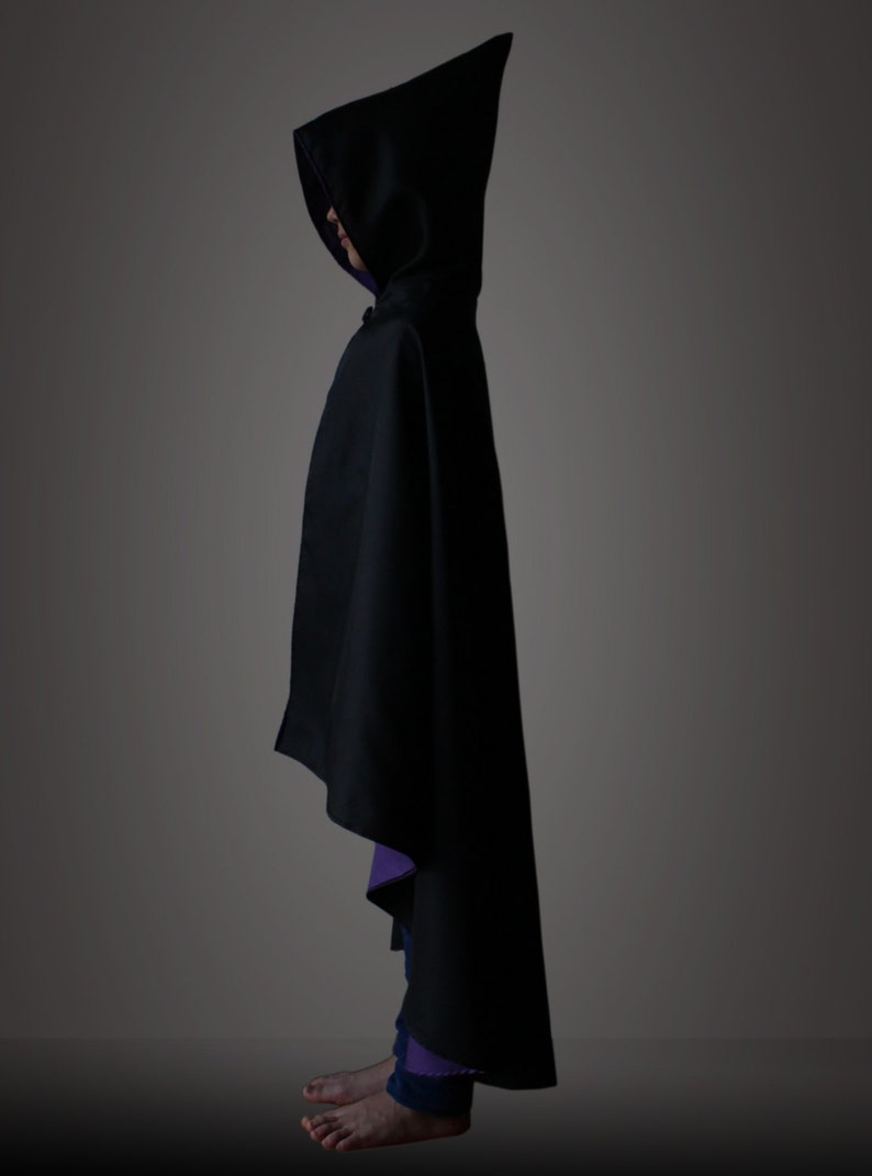 Black hood cape. Wizard cloak. Magician cape with hood. image 3