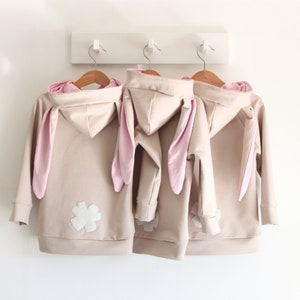 Cotton Bunny Ears Hoodie: Kids&#39; Costume Sweatshirt, Organic Cotton blend