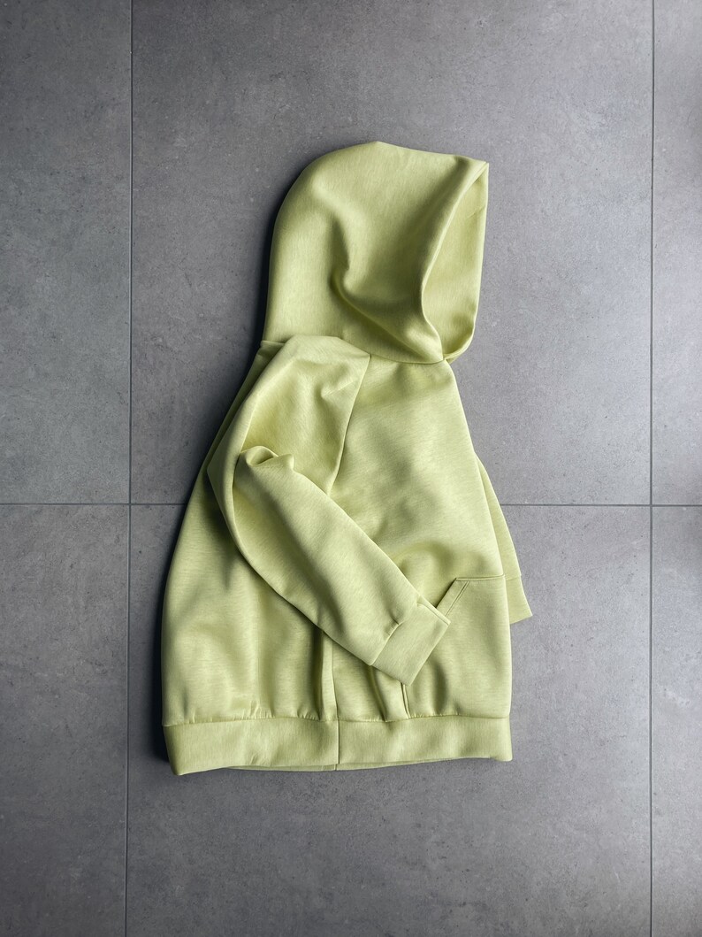 Side. Oversize hoodie. Without logos. Color citric yellow
