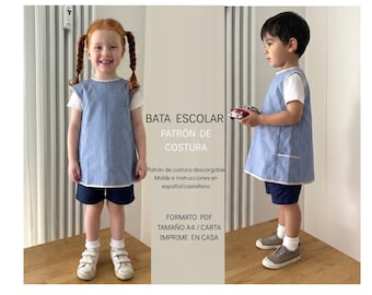 Patrón de costura de bata escolar PDF Download (instrucciones y molde en español)