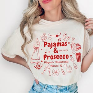 Pajamas & Prosecco Bachelorette Tee: Comfort Colors Custom Bridal Party Shirt