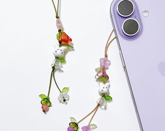 Handmade Flower Bunny Phone Charm