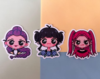 Stickers inspirés des chasseurs de démons Kpop | Découpes imperméables en vinyle mat | HUNTRIX Rumi Mira Zoey