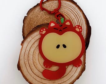 Apple Cat Acrylic Keychain | Full Bleed Charm