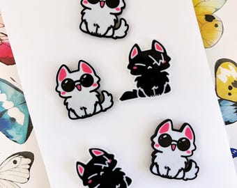 Épingle holographique chat Gojo + Geto | Jujutsu Kaisen | Anime JJK | Breloque imprimée en 3D faite main