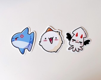 Stickers point de vue du lecteur omniscient | Vinyle ORV mat imperméable découpé | Calmar laid - Poisson-lune en colère - Biyoo