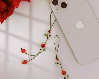 Pendentif fleur fait main pour téléphone