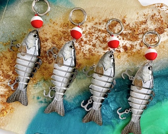 Fish Keychain | 3D Beaded Handmade Charm | Fishing Lure Bait Bag Decoration Jewelry