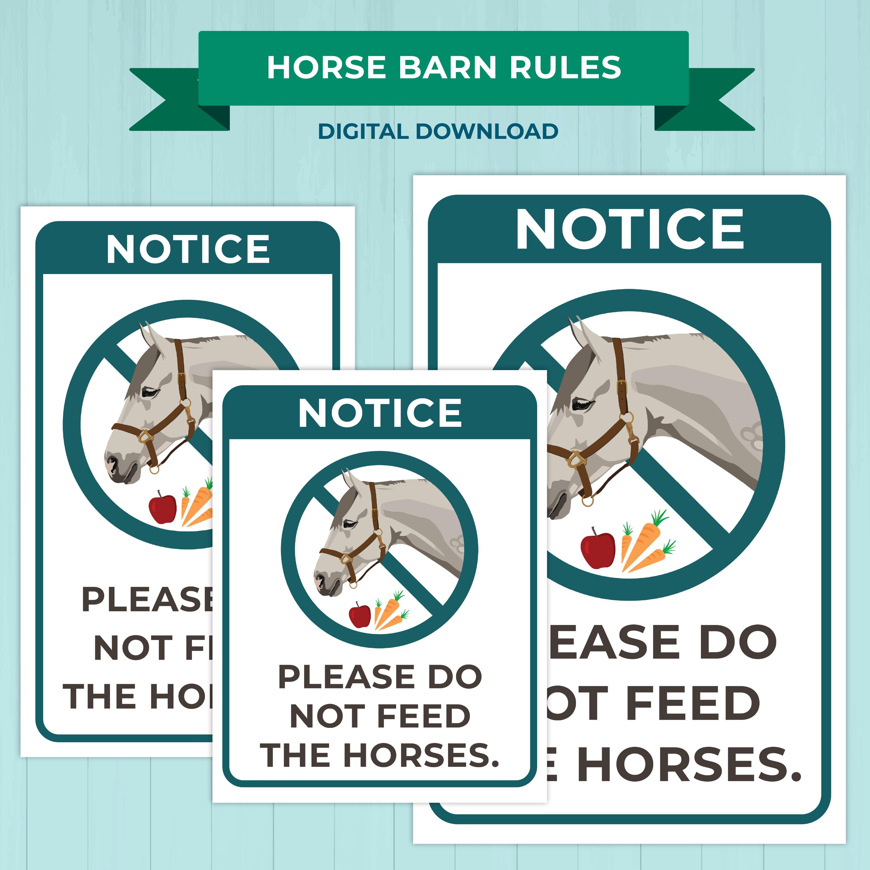 Horse Barn Rules Printable Pack | Riding Stable Safety Signs + Kids ...