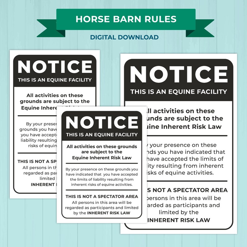 Barn Rules.pdf Horse Barn Rules Printable Pack | Riding Stable Safety Signs + Kids ...