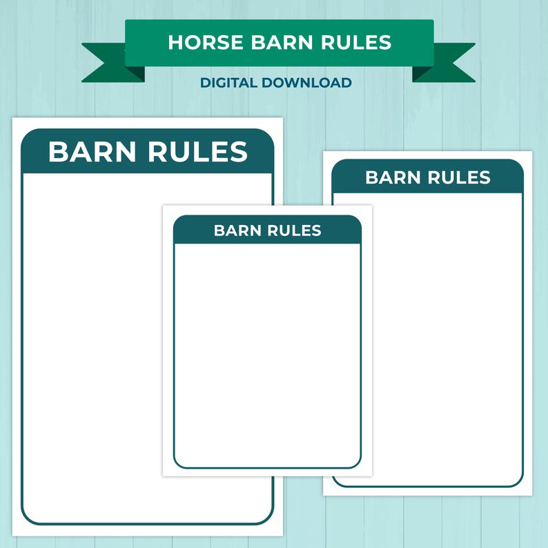 Horse Barn Rules Printable Pack | Riding Stable Safety Signs + Kids ...