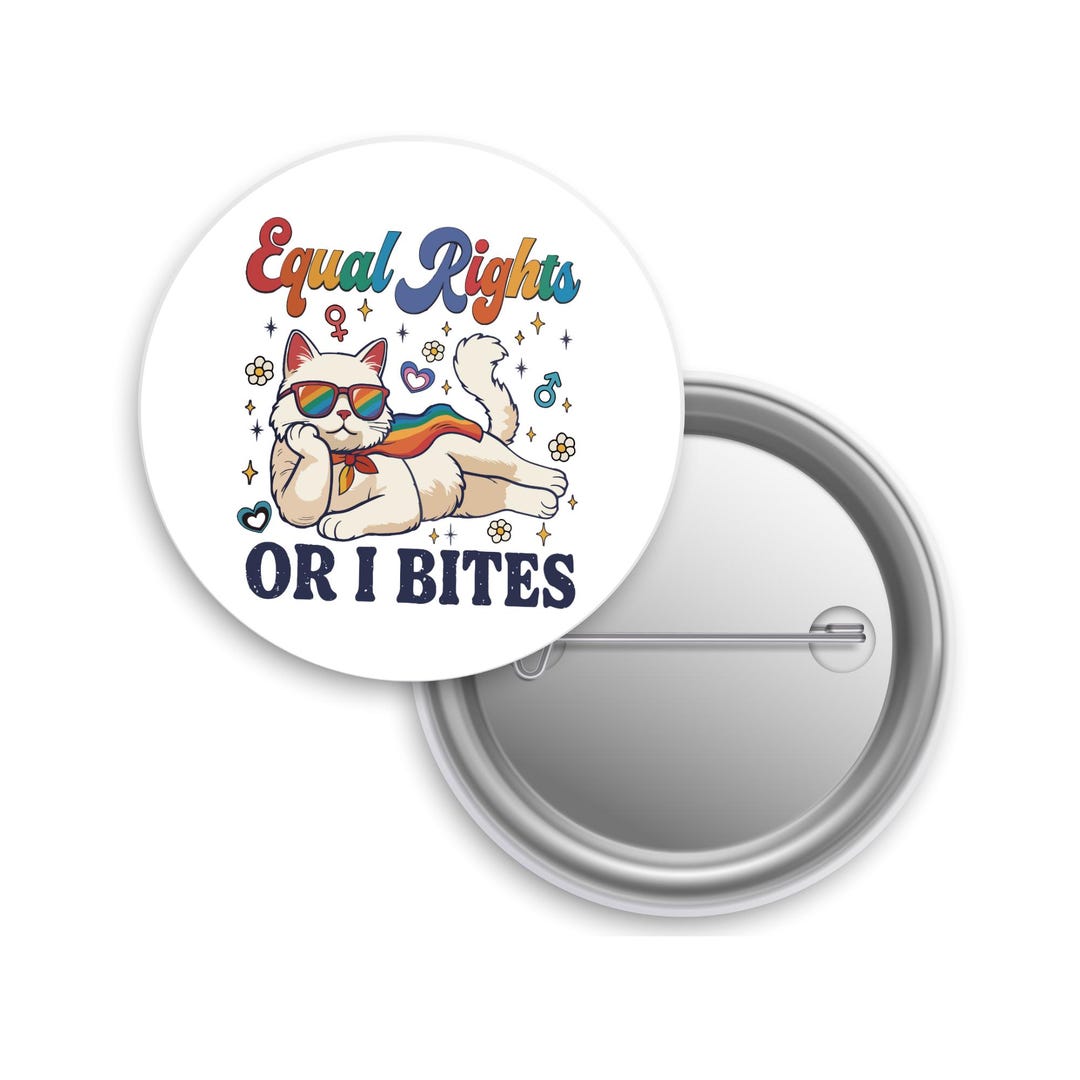Equal Rights Kitty Cat Pinback Button - LGBTQ Pride Pin - Etsy