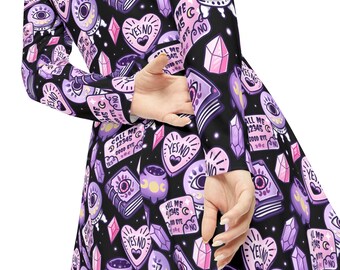 Witchy Psychic Love Pattern Dress | Long Sleeve Dance Dress