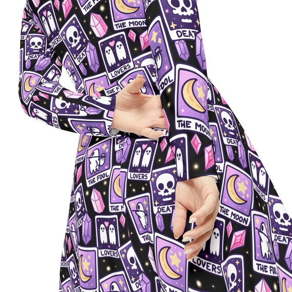 purple ghost dress Purple Tarot Skull Pattern Dress