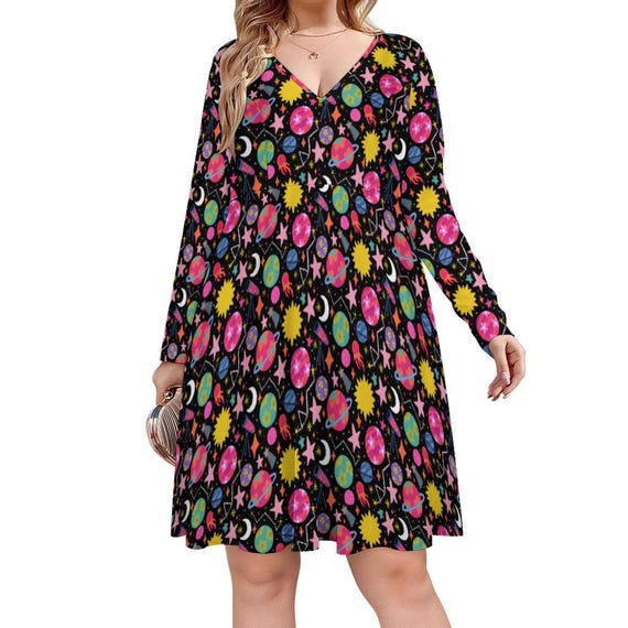 long sleeve galaxy dress 2025 Purple Galaxy Dress Outer Space Nebula Stars Long Sleeve Vintage Maxi Dress Summer Street Fashion Boho Beach Long Dresses