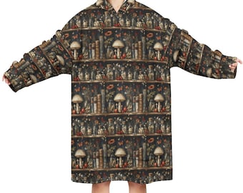 Apothecary Shelf Mushroom Blanket Hoodie | Witchy Oversized Wearable Throw