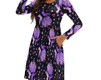 Purple Spellbook Witch Dress with Pockets | Moon Magic Gothic Witchy Outfit