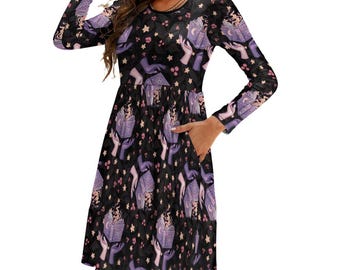 Witchy Magic Book Dress with Pockets | Celestial Gothic Fall Outfit