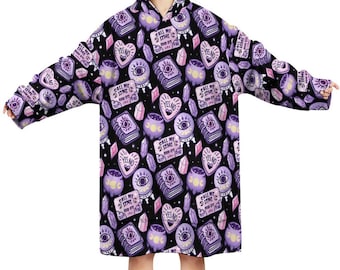 Witchy Blanket Hoodie, Wearable Oversized Sweater Blanket