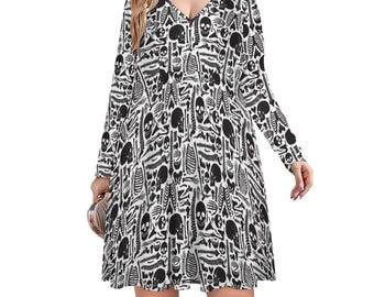 chinese dress ladies Women's Wrinkle-Free Marine V-Neck Wrap Dress