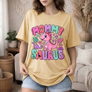 Mommy Saurus Mom Dinosaur Three Rex Birthday Boy Girl T-Shirt, Dinosaur Mom Gift, Mommy Saurus Graphic Tee