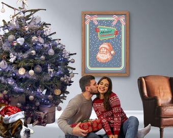 Retro kerst | wanddecoratie|KERSTMIS|muurkunst