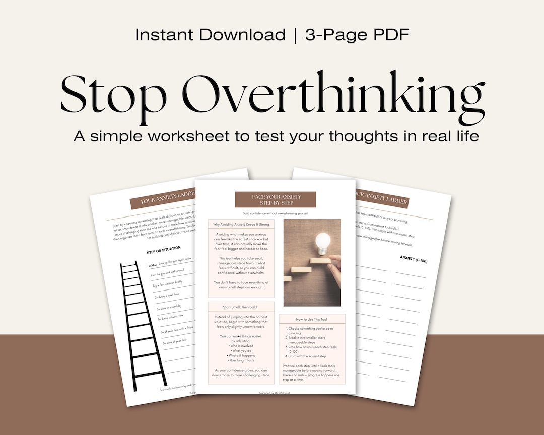 Stop Overthinking Worksheet | Test Thoughts, Reduce Anxiety (PDF ...