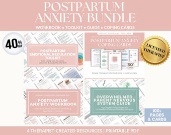 Postpartale Angst Bündel | Workbook Coping Cards Toolkit Nervensystem Ratgeber | Therapeut bedruckbar