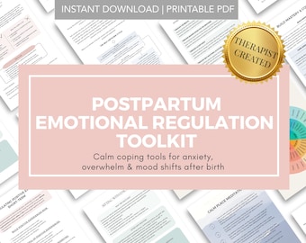 Postpartale Emotionale Regulierung Printable | Neue Mutter Angst und Bewältigungsfähigkeiten Arbeitsblatt | Therapeut erstellt Instant Download