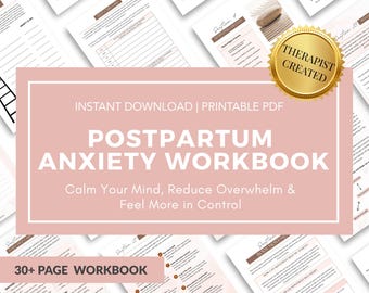 Arbeitsbuch für Angst nach der Geburt | Neue Mutter psychische Gesundheit druckbar, CBT Arbeitsblätter, Therapeuten-entworfenes PDF
