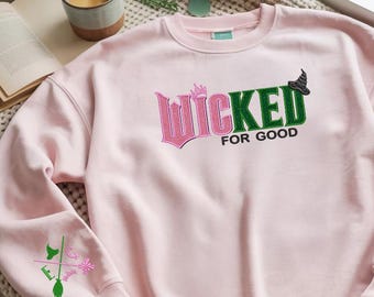 Wicked Elphaba & Glinda Embroidered Sweatshirt - Broadway Musical Hoodie