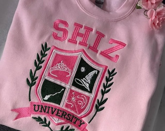 Shiz University Embroidered Sweatshirt Embroidered Sweatshirt, Emerald City Oz Crewneck, Defy Gravity Broomstick Magic Wand Sweatshirt Gift