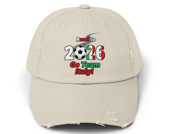Gorra de fútbol desgastada de Italia: Edición limitada, diseño "Camino a 2026"