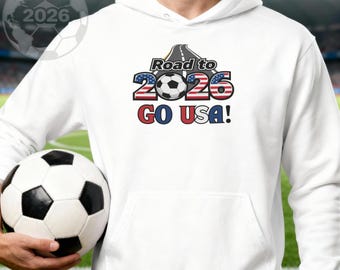Bluza z kapturem USA Fan Gear Soccer Unisex: edycja limitowana, projekt Road to 2026