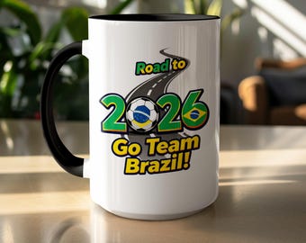 Brasilien 15oz Keramik Fußball Kaffeetasse: Limited Edition Road to 2026 Design