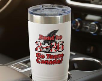 Vaso de fútbol canadiense de 20 oz: Edición limitada, diseño "Camino a 2026"