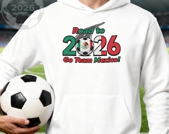 Felpa con cappuccio unisex da calcio Mexico Fan Gear: edizione limitata, design Road to 2026