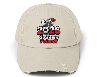 Gorra de fútbol desgastada de Polonia: Edición limitada, diseño "Camino a 2026"
