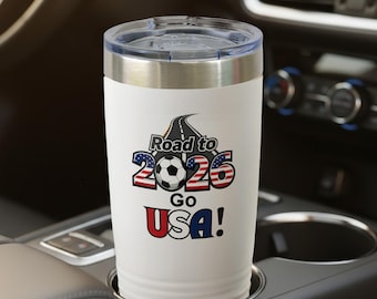 Vaso de fútbol de EE. UU. de 20 oz: Edición limitada, diseño "Camino a 2026"